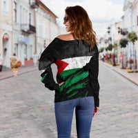 Palestine In Me Women's Off Shoulder Sweater, Special Grunge Style RLT13 - Wonder Print Shop
