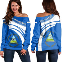 Nicaragua Coat Of Arms Shoulder Sweater Cricket RLT8 - Wonder Print Shop