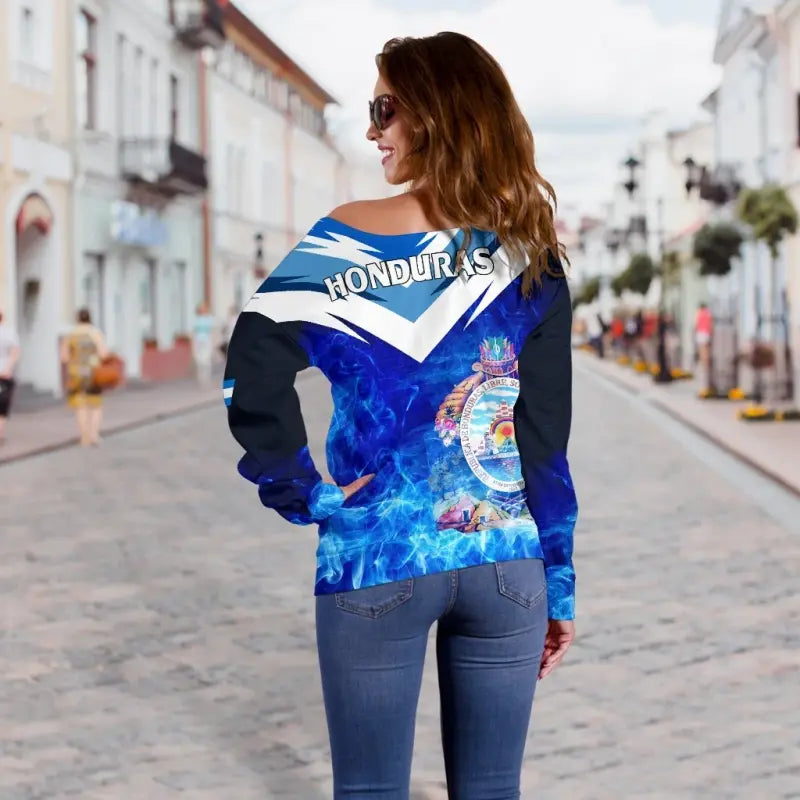 Honduras Womens Off Shoulder Sweater New Release RLT8 - Wonder Print Shop
