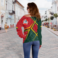 Lithuania Women's Off Shoulder Sweater, Lithuania Legend, RLT6 - Wonder Print Shop