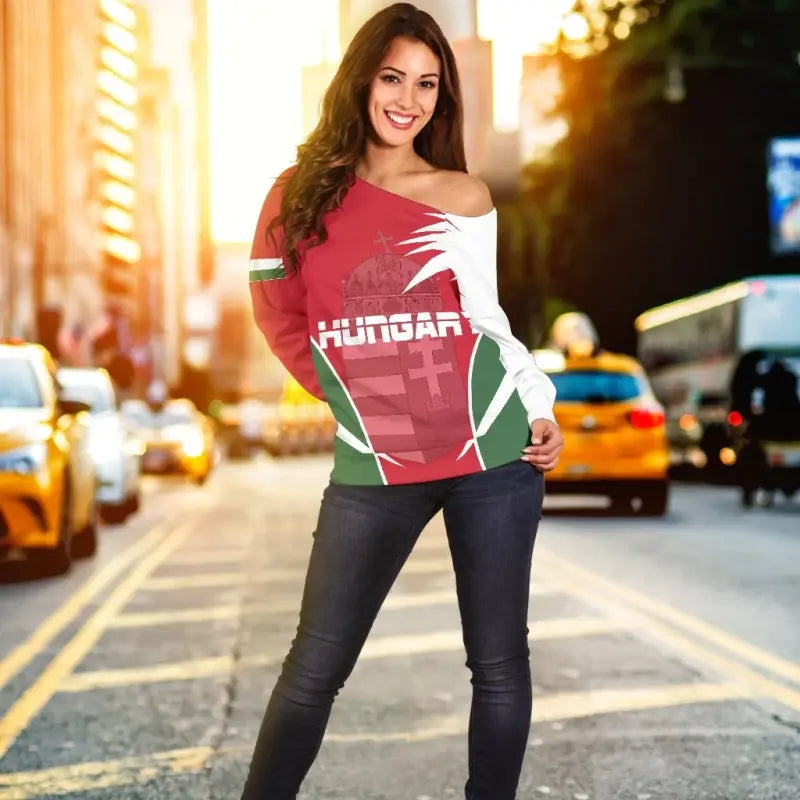 Hungary Active Off Shoulder Sweater RLT8 - Wonder Print Shop