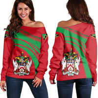 Saint Kitts and Nevis Coat Of Arms Shoulder Sweater Cricket RLT6 - Wonder Print Shop