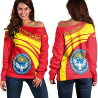 Kyrgyzstan Coat Of Arms Shoulder Sweater Cricket RLT8 - Wonder Print Shop