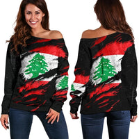 Lebanon In Me Women's Off Shoulder Sweater, Special Grunge Style RLT6 - Wonder Print Shop