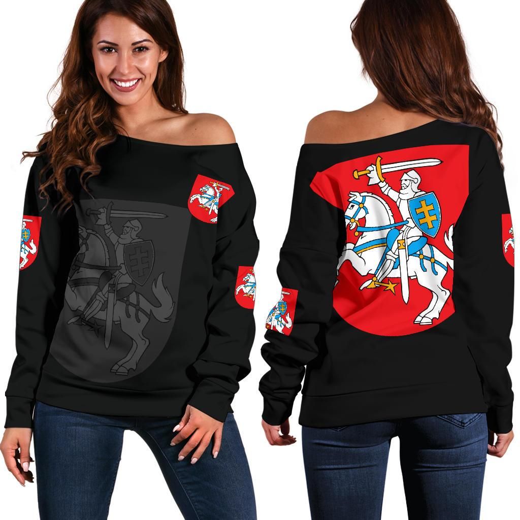 Lithuania Women's Off Shoulder Sweater RLT6 - Wonder Print Shop