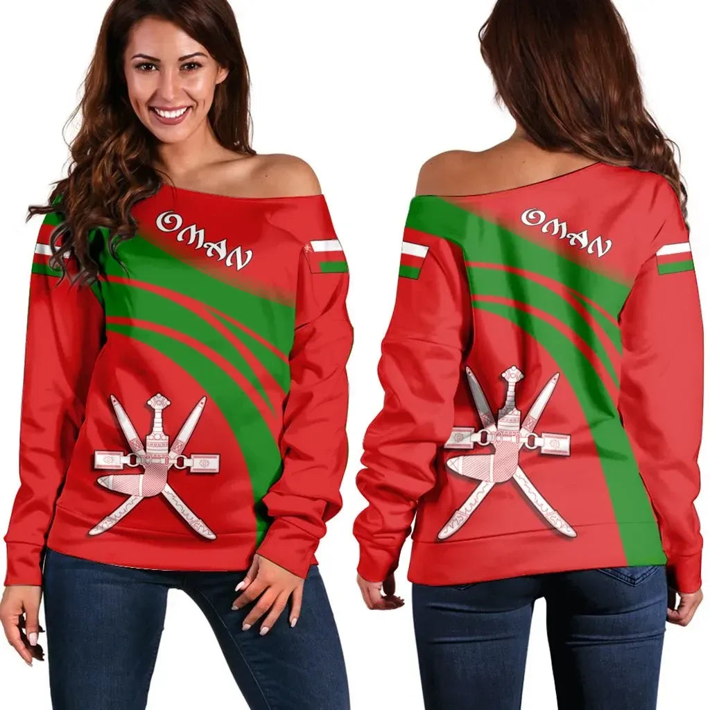Oman Coat Of Arms Shoulder Sweater Cricket RLT13 - Wonder Print Shop