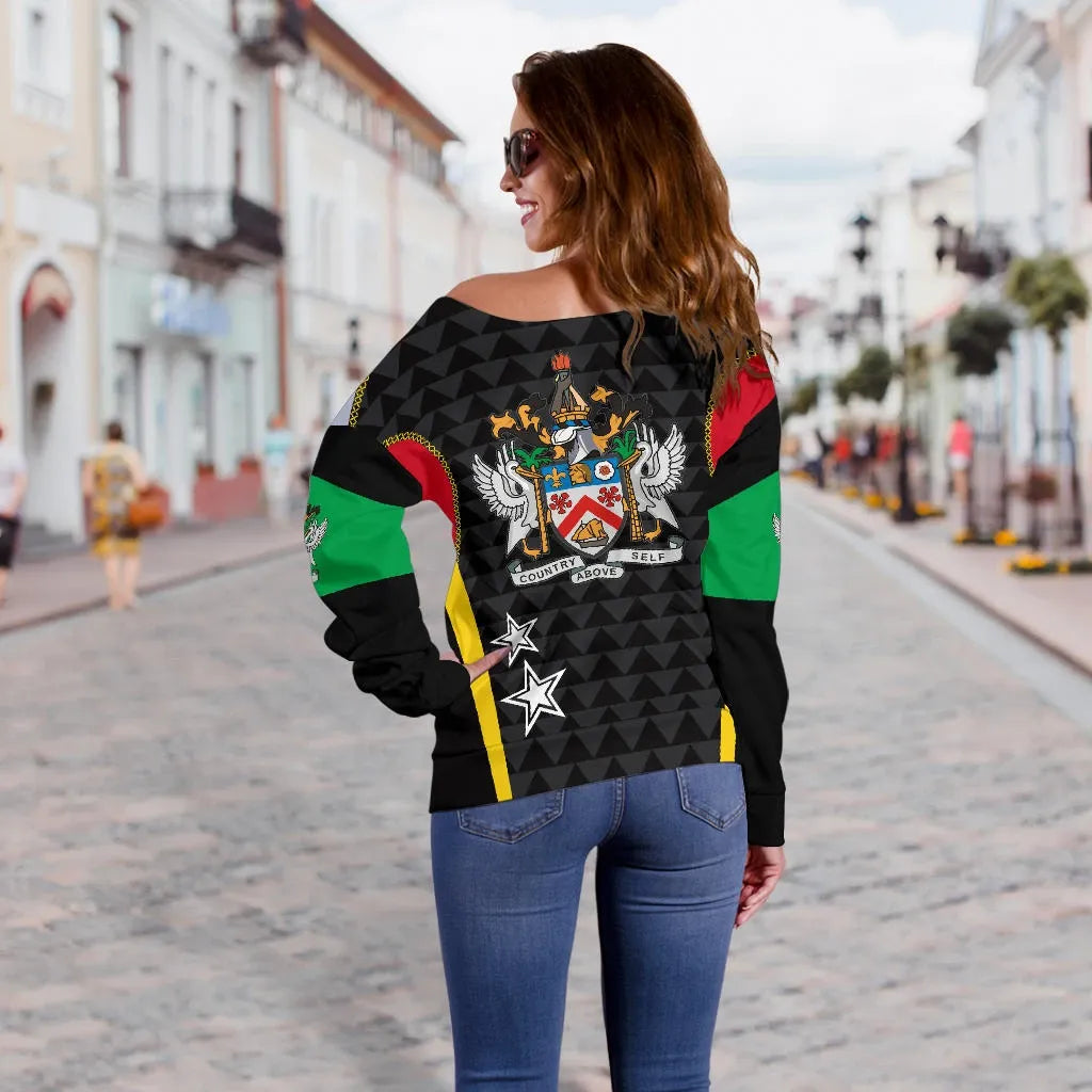 Saint Kitts and Nevis Off Shoulder Sweater Exclusive Edition RLT6 - Wonder Print Shop