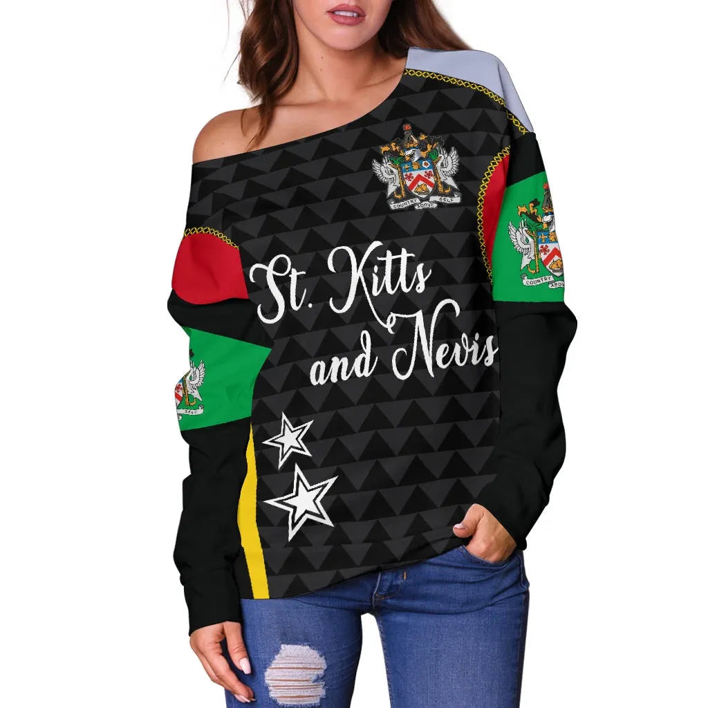 Saint Kitts and Nevis Off Shoulder Sweater Exclusive Edition RLT6 - Wonder Print Shop