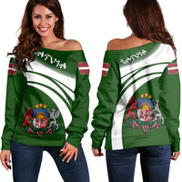 Latvia Coat Of Arms Shoulder Sweater Cricket RLT6 - Wonder Print Shop
