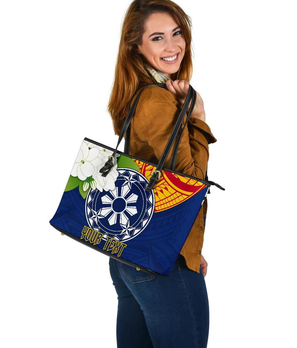 The Philippines Personalised Leather Tote Bag Filipino Sampaguita RLT6 - Wonder Print Shop