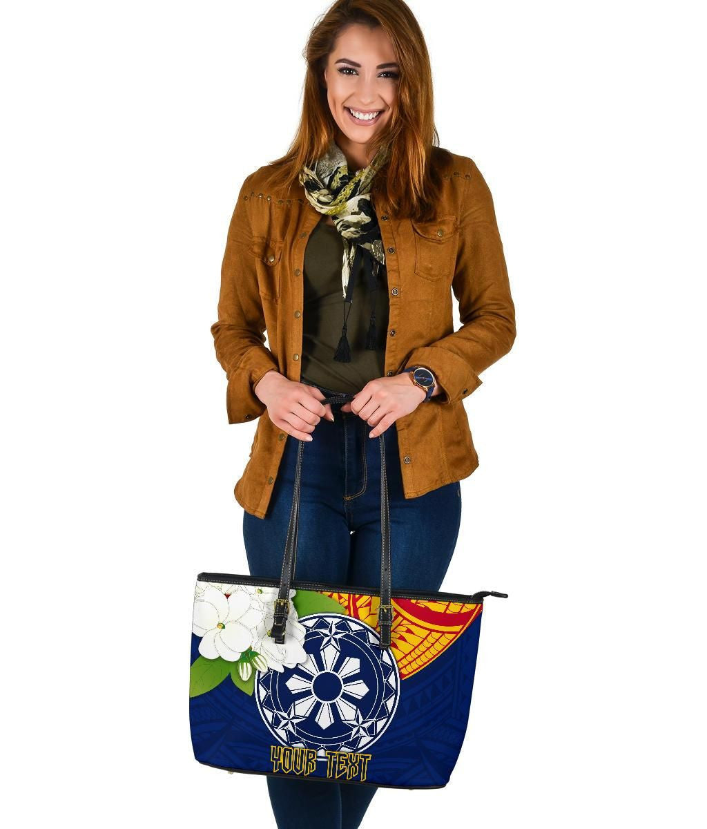 The Philippines Personalised Leather Tote Bag Filipino Sampaguita RLT6 - Wonder Print Shop