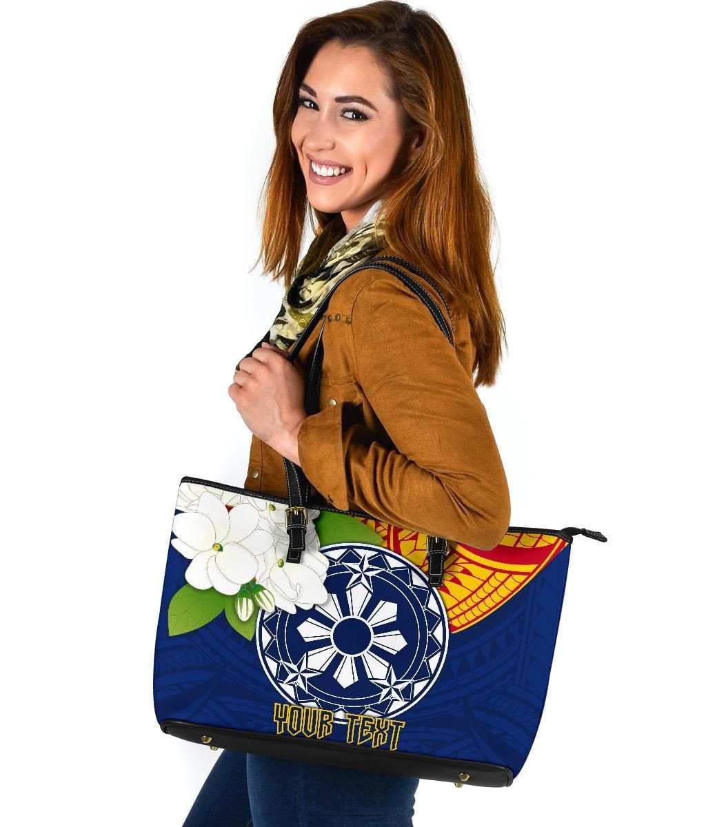 The Philippines Personalised Leather Tote Bag Filipino Sampaguita RLT6 - Wonder Print Shop