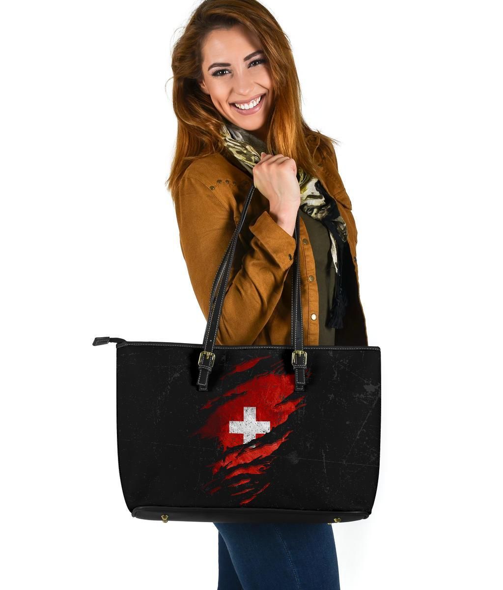 Switzerland In Me Leather Tote Special Grunge Style RLT13 - Wonder Print Shop