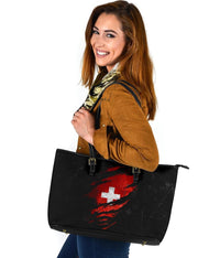 Switzerland In Me Leather Tote Special Grunge Style RLT13 - Wonder Print Shop