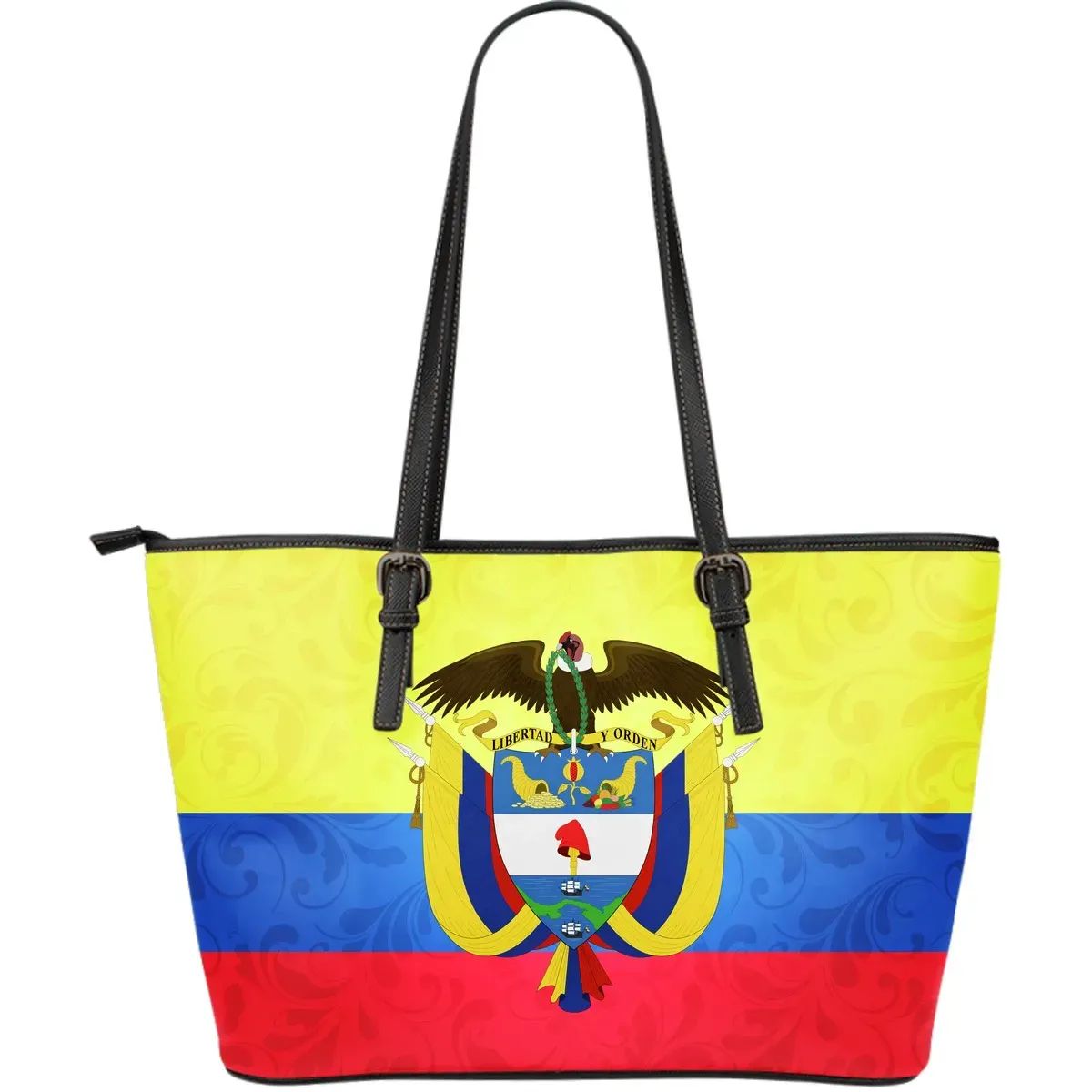 colombia-coat-of-arms-leather-tote-bag