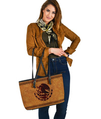Mexico Leather Tote, Maya Coat Of Arms Vintage RLT13 - Wonder Print Shop