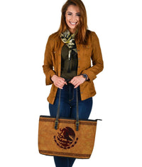Mexico Leather Tote, Maya Coat Of Arms Vintage RLT13 - Wonder Print Shop