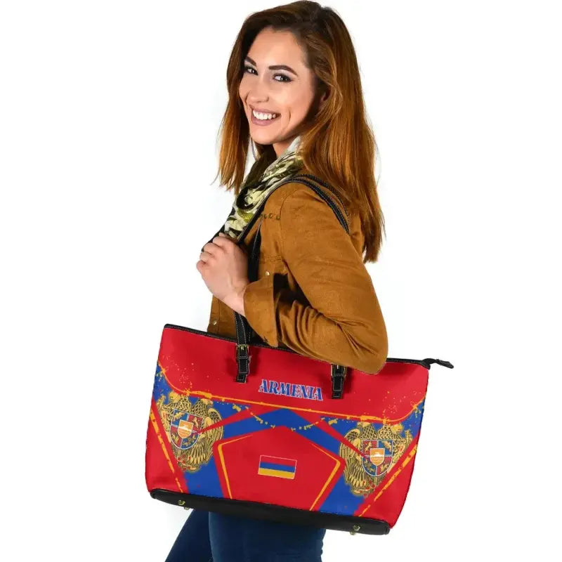 Armenia Leather Tote Bag - The Pride of Armenia RLT8 - Wonder Print Shop