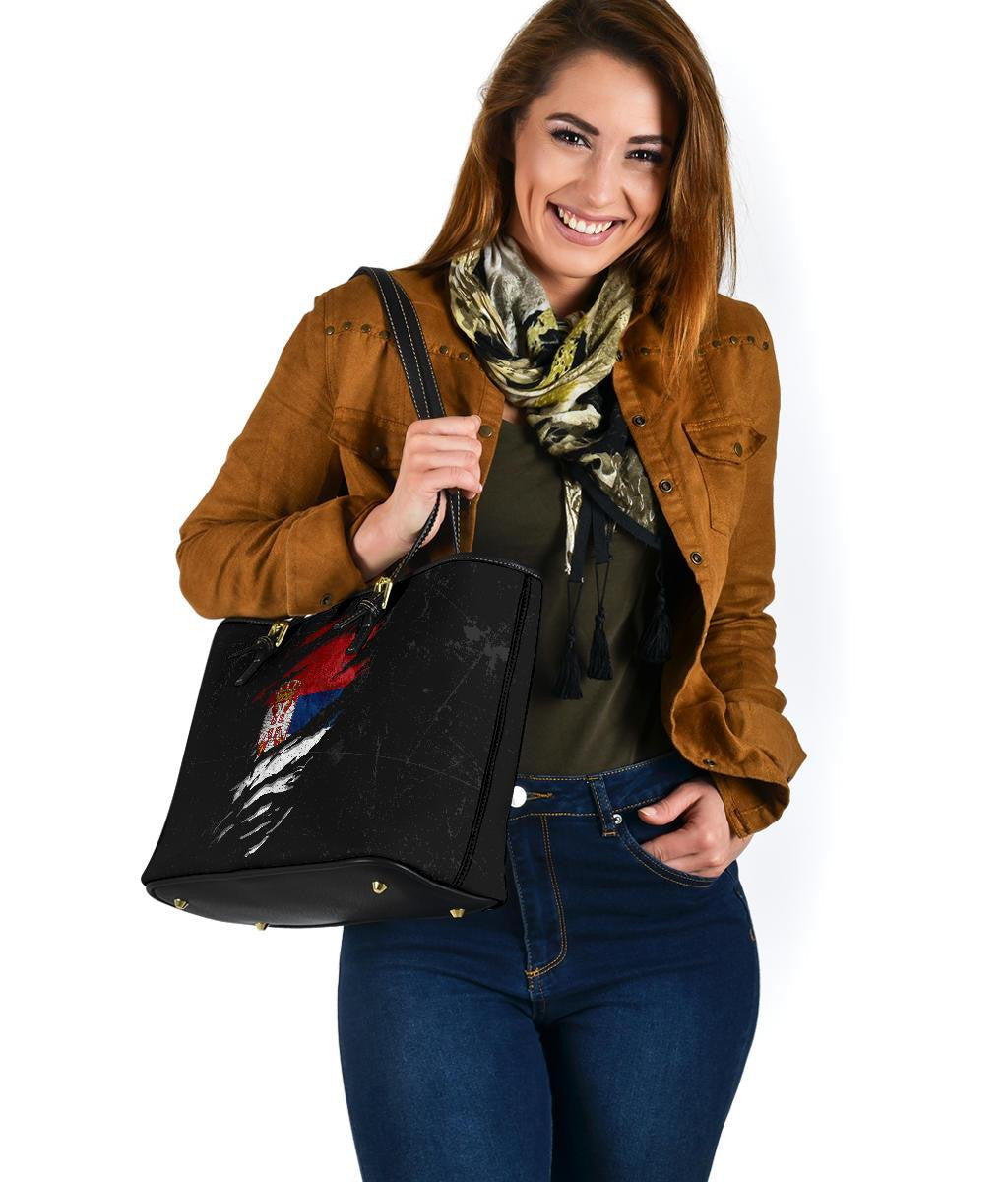 Serbia In Me Leather Tote Special Grunge Style RLT7 - Wonder Print Shop