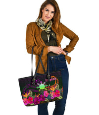 The Phillipines Leather Tote Summer Hibiscus RLT6 - Wonder Print Shop