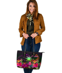 The Phillipines Leather Tote Summer Hibiscus RLT6 - Wonder Print Shop