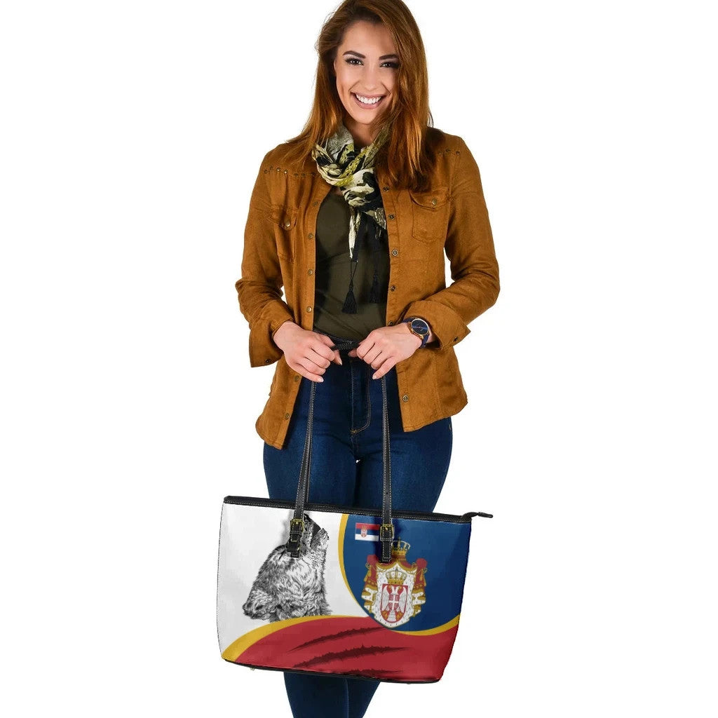 Serbia Leather Tote Bag Flag Of Serbia RLT7 - Wonder Print Shop