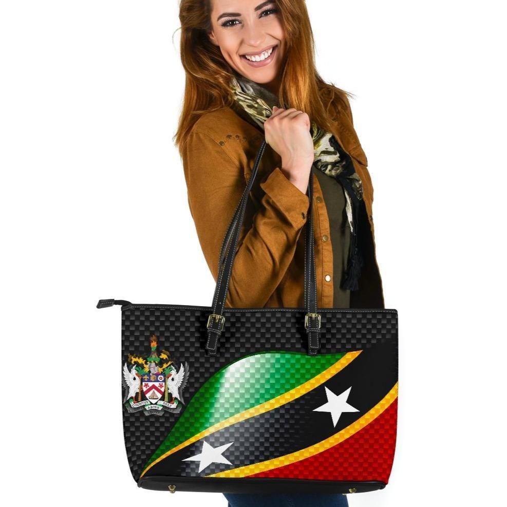 Saint Kitts and Nevis leatherTote Bags Saint Kitts and Nevis Flag Ver 01 RLT6 - Wonder Print Shop