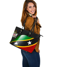 Saint Kitts and Nevis leatherTote Bags Saint Kitts and Nevis Flag Ver 01 RLT6 - Wonder Print Shop