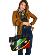 Saint Kitts and Nevis leatherTote Bags Saint Kitts and Nevis Flag Ver 01 RLT6 - Wonder Print Shop