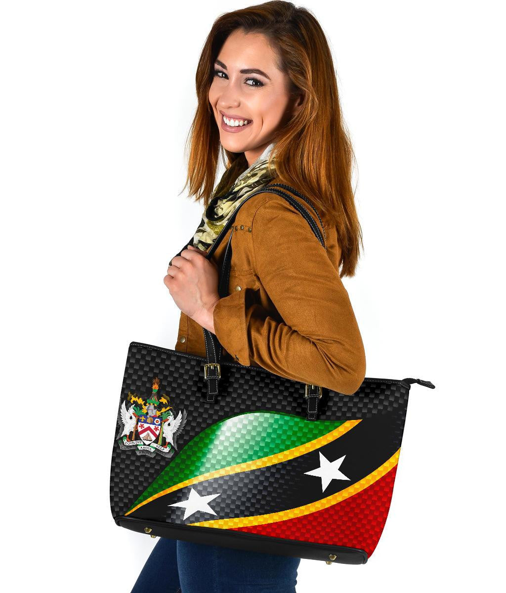 Saint Kitts and Nevis leatherTote Bags Saint Kitts and Nevis Flag Ver 01 RLT6 - Wonder Print Shop