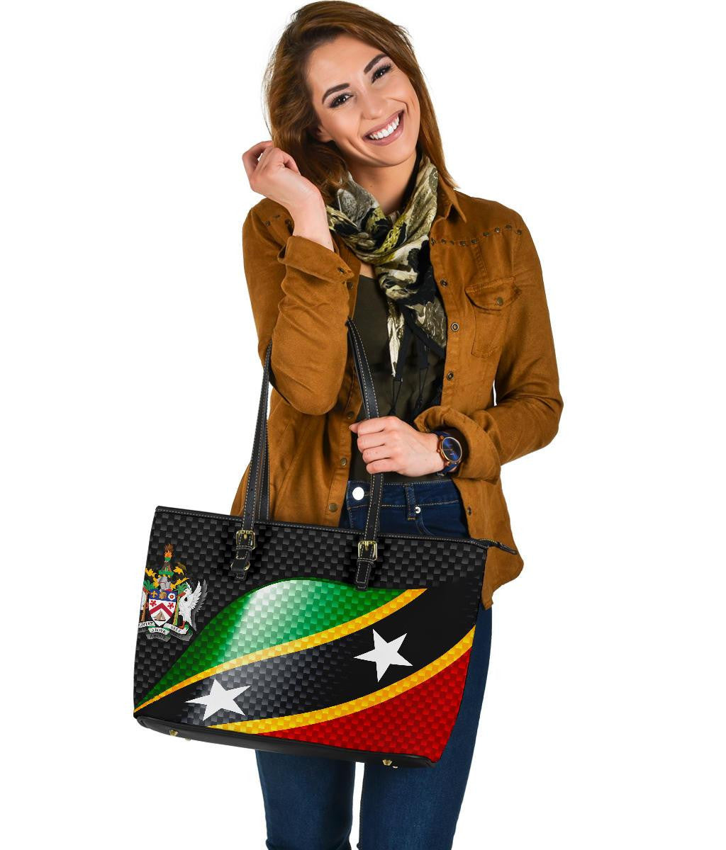Saint Kitts and Nevis leatherTote Bags Saint Kitts and Nevis Flag Ver 01 RLT6 - Wonder Print Shop