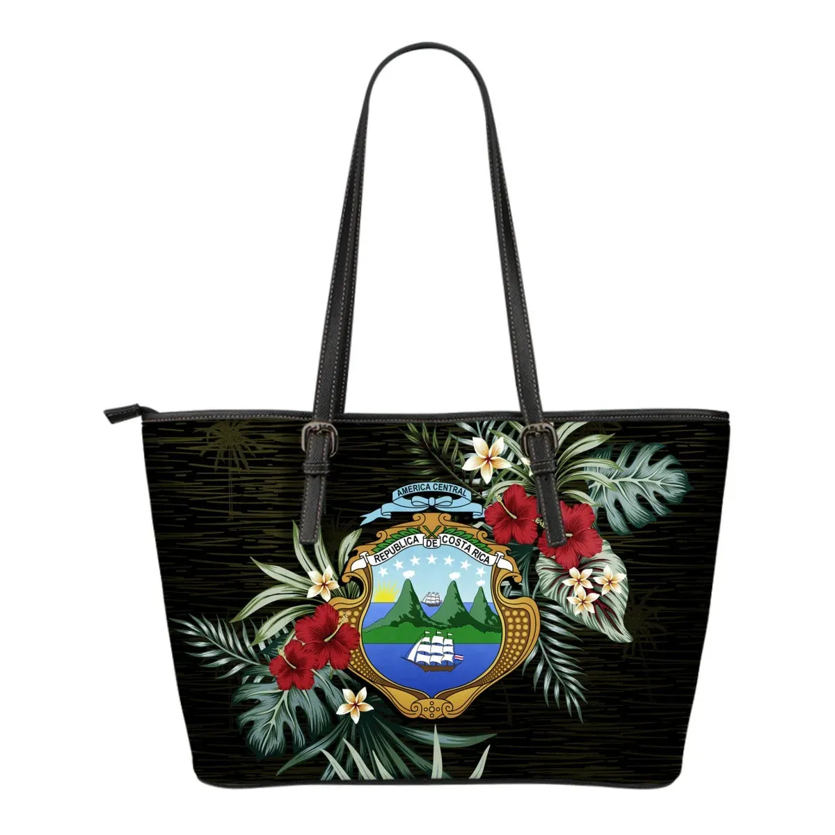 Costa Rica Hibiscus Leather Tote Bag RLT13 - Wonder Print Shop
