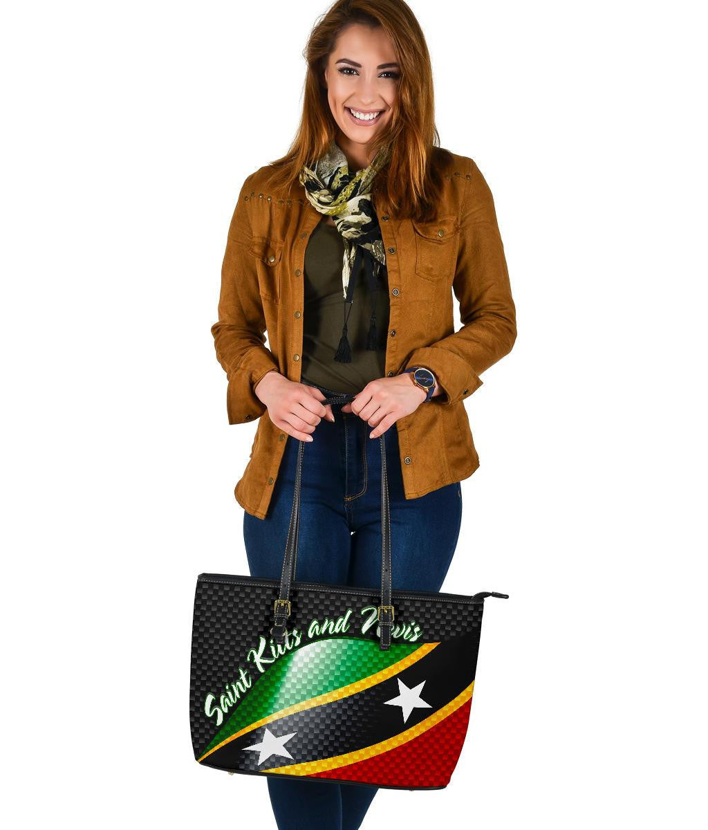 Saint Kitts and Nevis leatherTote Bags Saint Kitts and Nevis Flag RLT6 - Wonder Print Shop