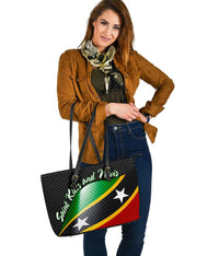 Saint Kitts and Nevis leatherTote Bags Saint Kitts and Nevis Flag RLT6 - Wonder Print Shop