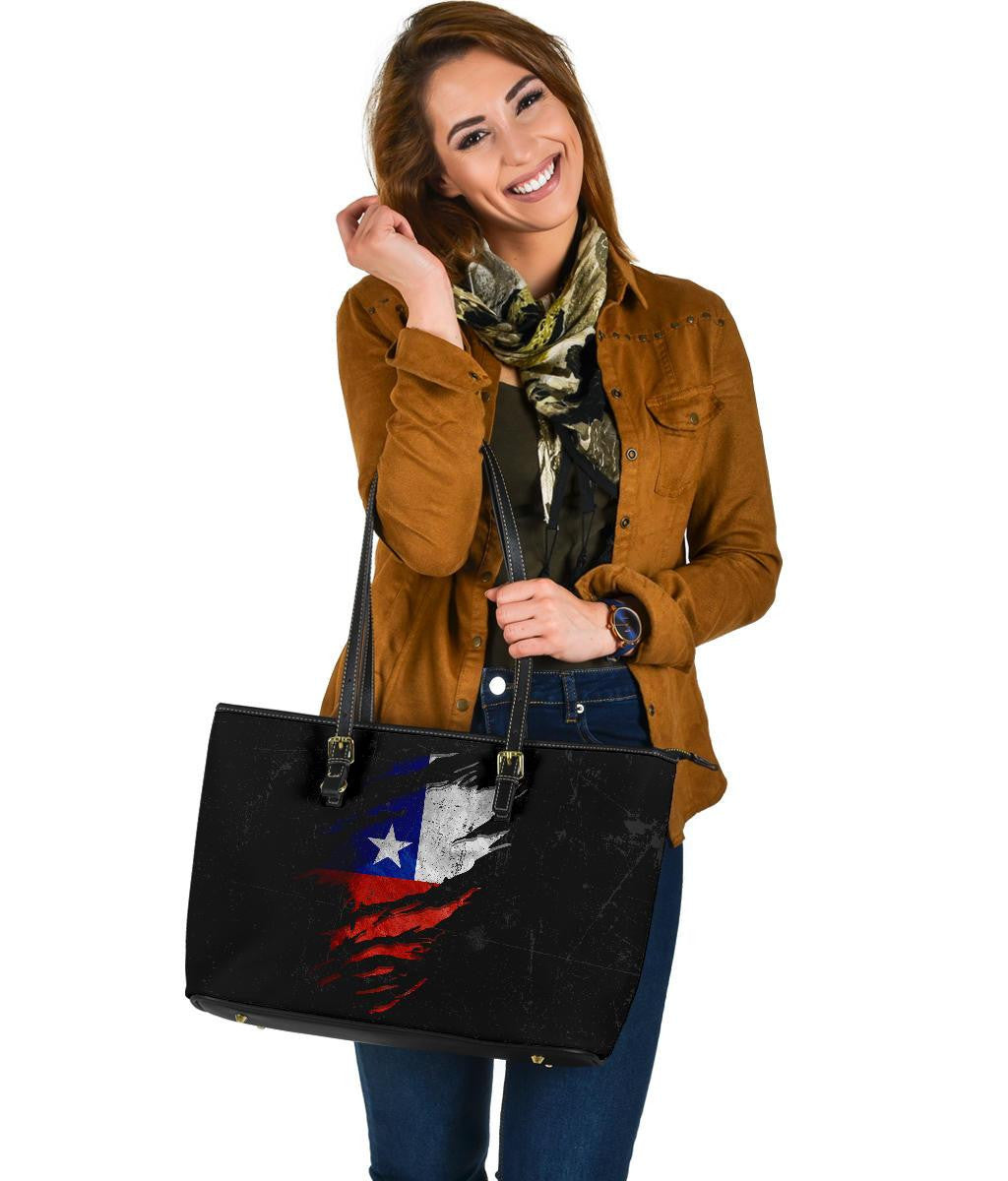 Chile in Me Leather Tote - Special Grunge Style RLT7 - Wonder Print Shop
