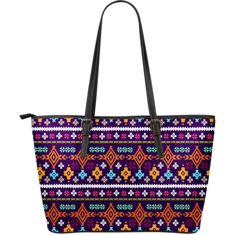 Mexico Aztec Pattern Leather Tote Bag 02 RLT13 - Wonder Print Shop