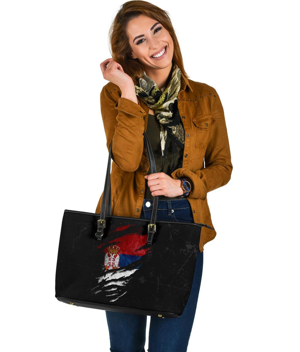 Serbia In Me Leather Tote Special Grunge Style RLT7 - Wonder Print Shop
