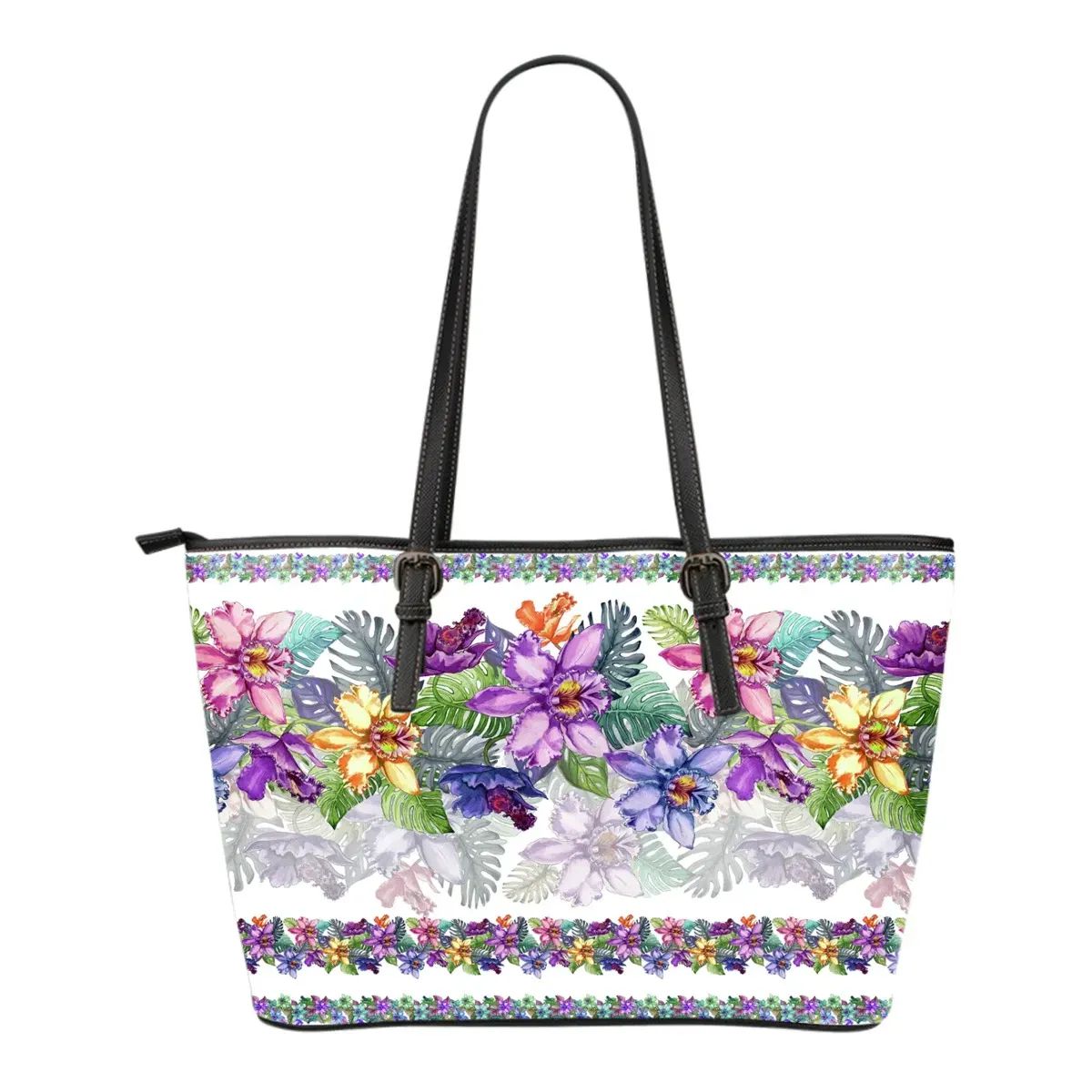 Colombia Cattleya Trianae 01 Leather Tote RLT7 - Wonder Print Shop