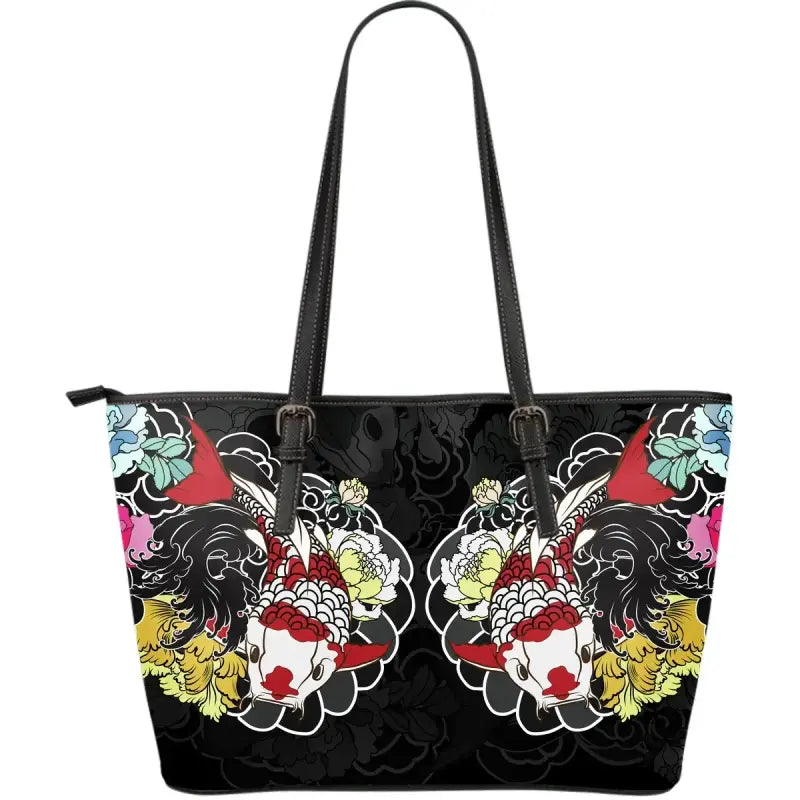 Best Koi Fish Leather Tote Bag RLT8 - Wonder Print Shop