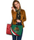 Mexico Leather Tote Bag Mexico Coat Of Arms With Aztec Patterns RLT13 - Wonder Print Shop