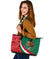 Mexico Leather Tote Bag Mexico Coat Of Arms With Aztec Patterns RLT13 - Wonder Print Shop