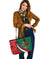 Mexico Leather Tote Bag Mexico Coat Of Arms With Aztec Patterns RLT13 - Wonder Print Shop