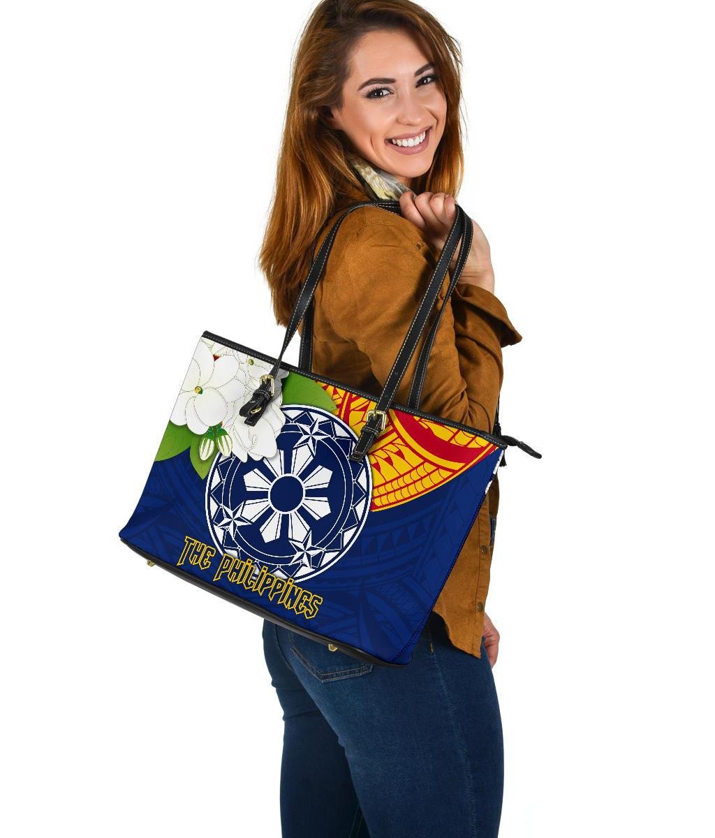 The Philippines Leather Tote Bag Filipino Sampaguita RLT6 - Wonder Print Shop