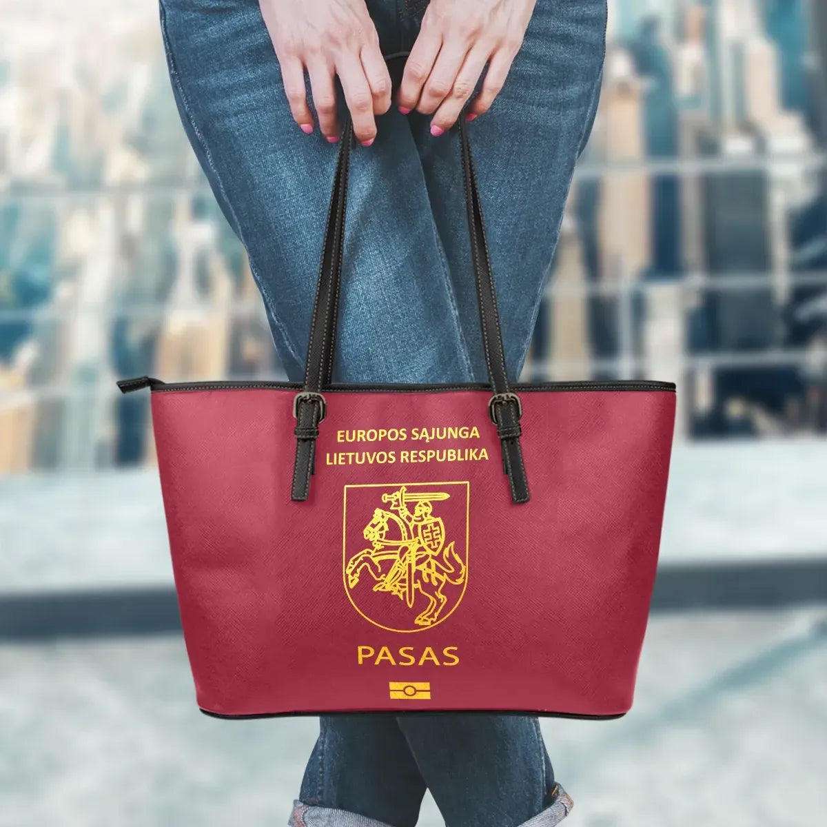 Lithuania Passport Leather Tote Bag RLT6 - Wonder Print Shop
