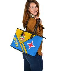 Aruba Leather Tote Bag - Aruba Coat Of Arms RLT7 - Wonder Print Shop