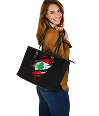 Lebanon In Me Leather Tote - Special Grunge Style RLT6 - Wonder Print Shop