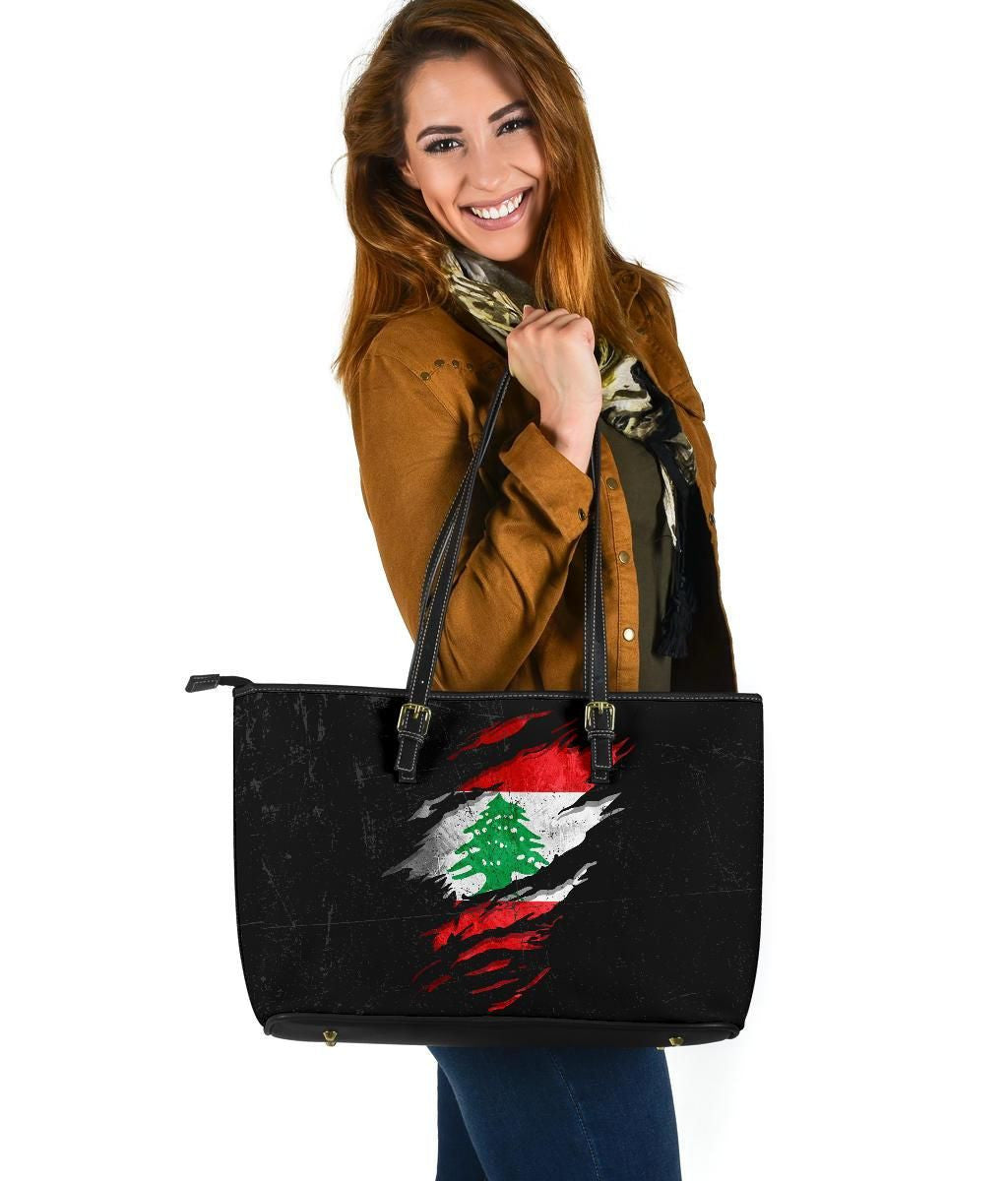 Lebanon In Me Leather Tote - Special Grunge Style RLT6 - Wonder Print Shop