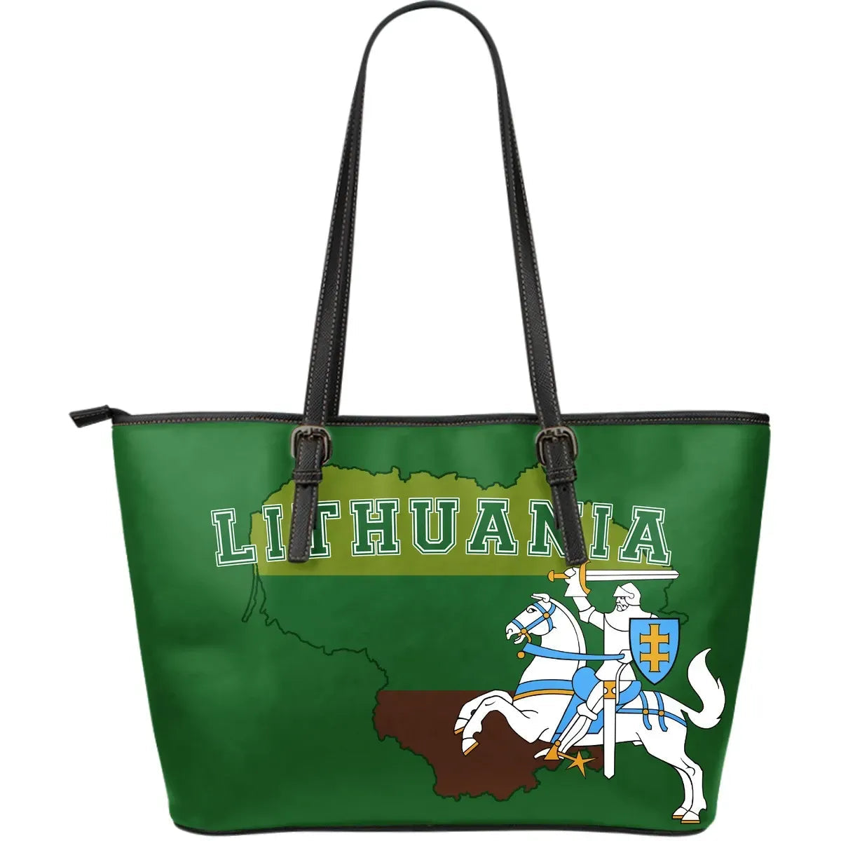 Lithuania Flag Leather Tote - Map Version RLT6 - Wonder Print Shop