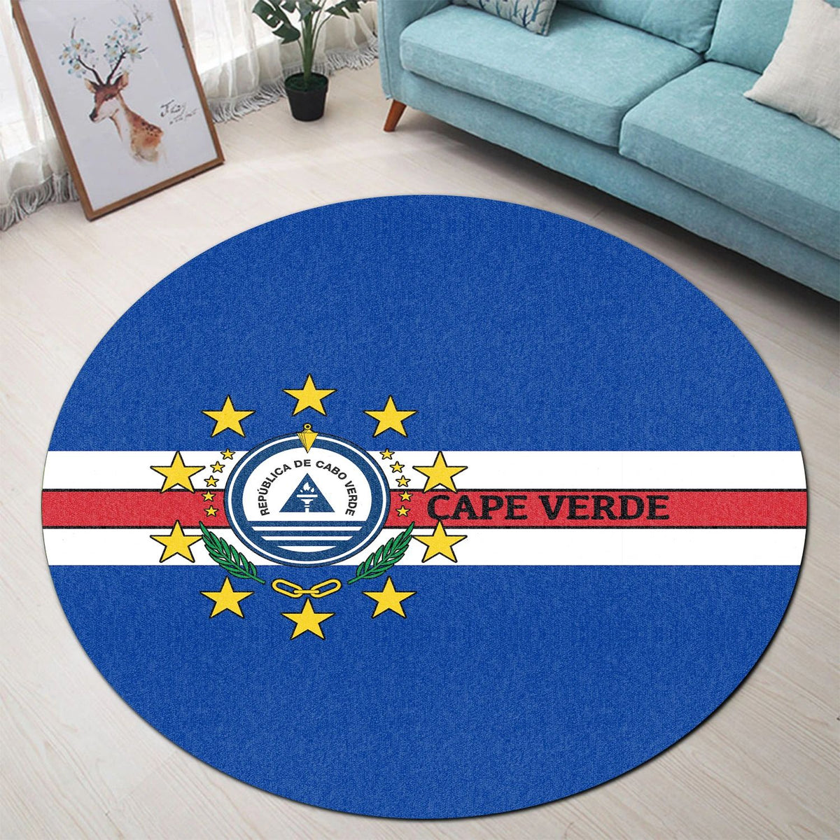 cape-verde-flag-simple-style-round-carpet