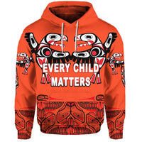 Orange hoodie with front 'Every Child Matters' graphic